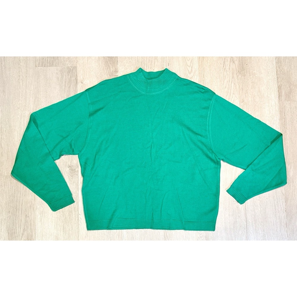 Vintage Pendleton 100% Wool Sweater Women's Size XL Green Mock Neck Made In USA